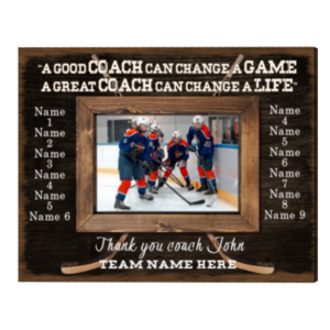 Custom Rustic Hockey Coach Gift Picture Frame, Assistant Hockey Coach Gifts Print