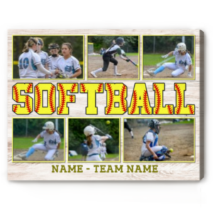Custom Softball Sport Photo Collage Canvas, Personalized Softball Gifts, Softball Players Gifts, Senior Softball Gift, Softball Lovers Team Gift – Best Personalized Gifts For Everyone