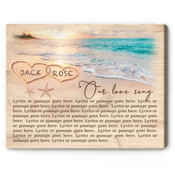 Custom Song Lyric Beach Print, Personalized Your Favorite Song, Beach Song Art, Gift For Spouse
