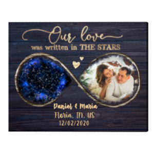 Custom Star Map By Date With Photo, Wedding Picture Frames, Our Love Was Written In The Stars Photo Print