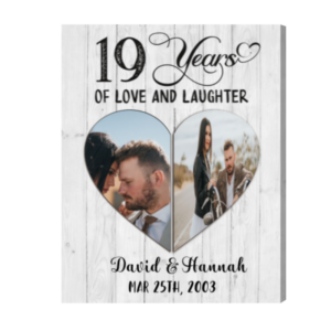 Custom Two Photos 19th Anniversary Gift, 19 Year Anniversary Gift, Personalized Anniversary Canvas – Best Personalized Gifts For Everyone