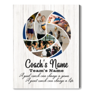 Custom Volleyball Coach Photo Collage Canvas, Thank You Gift For Volleyball Coach Appreciation Gift