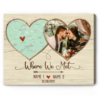 Custom Where We Met Map Gift, First Meeting Gift Location Map Print, Where We Met Canvas