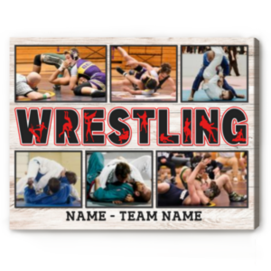 Custom Wrestling Picture Collage Canvas Print, Personalized Wrestling Senior Night Gift Ideas, Best Gifts For Wrestlers, Wrestling Gifts – Best Personalized Gifts For Everyone