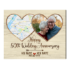 Customized 50 Year Anniversary Gifts Map Print, 50th Anniversary Gift Ideas, Custom Heart Map Print