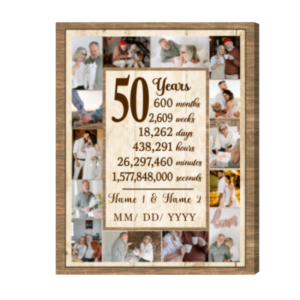 Customized 50th Wedding Anniversary Photo Collage, Gold Anniversary Photo Gifts For Parents, Grandparents – Best Personalized Gifts For Everyone