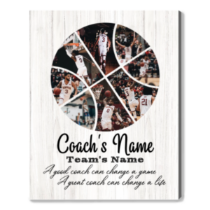 Customized Basketball Coach Gift Photo Collage Canvas, End Of Season Gift For Basketball Coach
