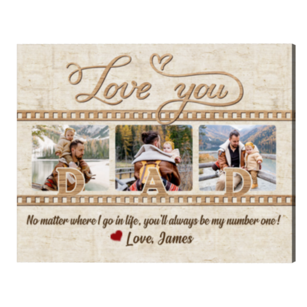Customized Gift For Dad, Great Fathersday Gift, Personalized Dad Photo Collage Canvas, Custom Photo Gift For Dad – Best Personalized Gifts For Everyone