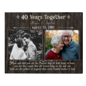 Customized Ruby Anniversary Gift For Parents, Anniversary Gift For Mom And Dad, Then And Now Picture Frame