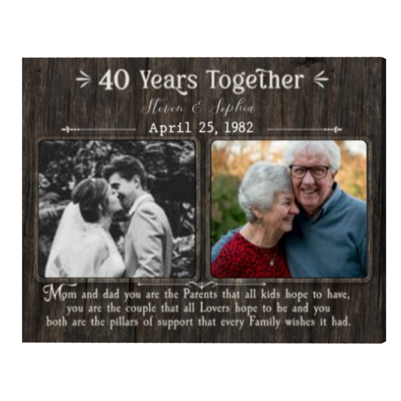 Customized Ruby Anniversary Gift For Parents, Anniversary Gift For Mom And Dad, Then And Now Picture Frame Customized Ruby Anniversary Gift For Parents, Anniversary Gift For Mom And Dad, Then And Now Picture Frame