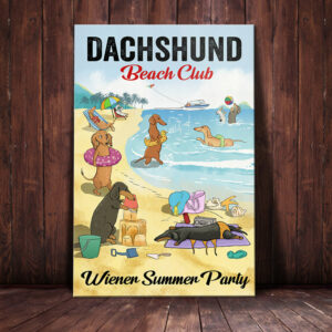 Dachshund Beach Club Canvas