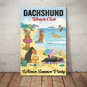 Dachshund Beach Club Canvas