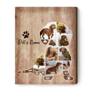 Dachshund Gifts, Dachshund Silhouette Photo Collage Canvas, Gifts For Dachshund Lovers