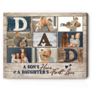 Dad Photo Collage Canvas, Good Fathers Day Gift Idea, Personalized Gifts For Dad, Father Birthday Gift – Best Personalized Gifts For Everyone