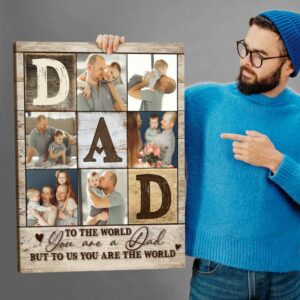 Dad Photo Collage Canvas, Personalized Gifts For Dad, 2023 Best Christmas Gift For Dad, Dad Photo Gifts