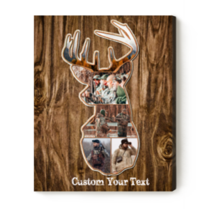 Deer Head Custom Photo Collage Canvas, Personalized Deer Hunting Memories Gifts, Deer Hunting Gift – Best Personalized Gifts For Everyone