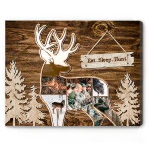 Deer Hunting Photo Collage Canvas, Deer Hunting Gift, Hunting Dad Gifts, Photo Gift For Deer Hunter