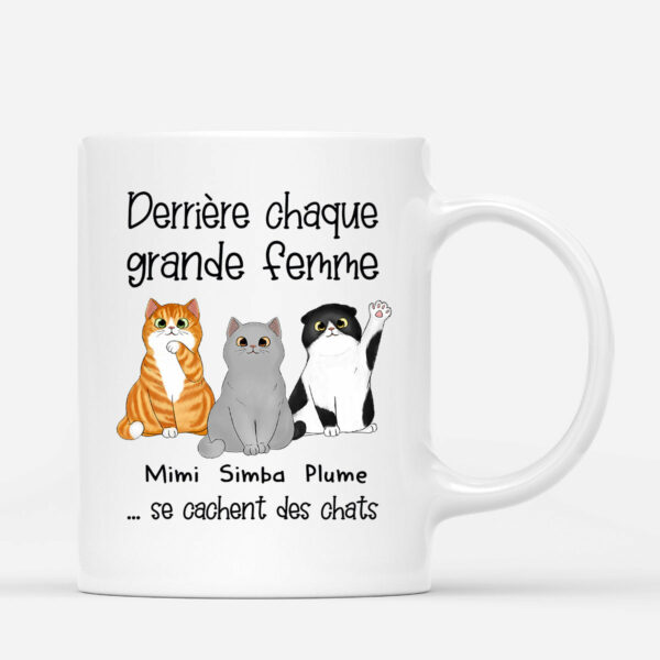 Derriere chaque grande femme – Cadeau Personnalise  Mug pour Amoureux des chats