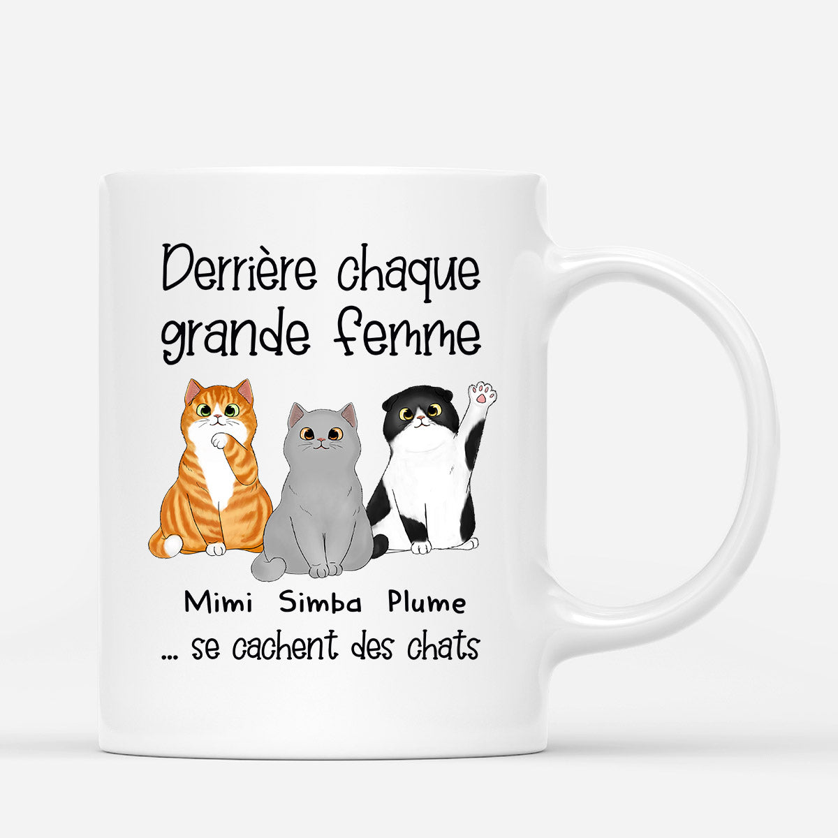 Derriere chaque grande femme - Cadeau Personnalise Mug pour Amoureux des chats Derriere chaque grande femme - Cadeau Personnalise Mug pour Amoureux des chats