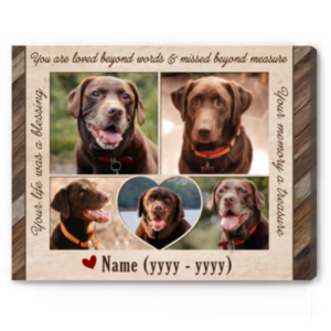Dog Memorial With Photo Collage, Sympathy Gift For Pet, In Memory Dog Canvas, Pet Loss Gift Ideas – Best Personalized Gifts For Everyone
