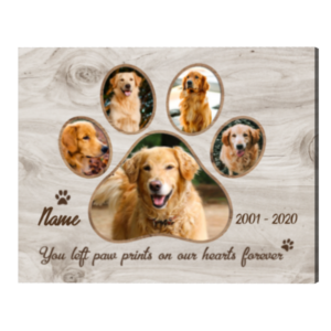 Dog Paw Print Photo Collage Canvas, Personalized Dog Memorial Gifts, Pet Loss Gifts – Best Personalized Gifts For Everyone