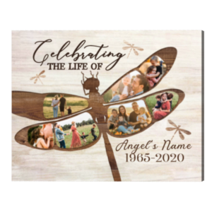 Dragonfly Memorial Photo Collage Canvas, Memorial Photo Gifts, Remembrance Gifts – Best Personalized Gifts For Everyone
