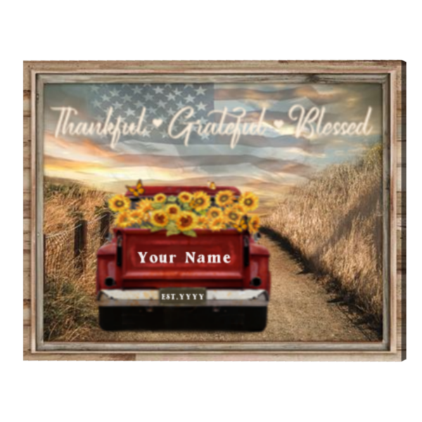 Farmhouse Wall Decor, Thankful Grateful Blessed Canvas Print – Best Personalized Gifts For Everyone