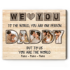 Father’s Day Canvas Gift, Daddy Photo Collage Print Personalised, Fathers Day Gift For Husband, Daddy To Us You Are The World