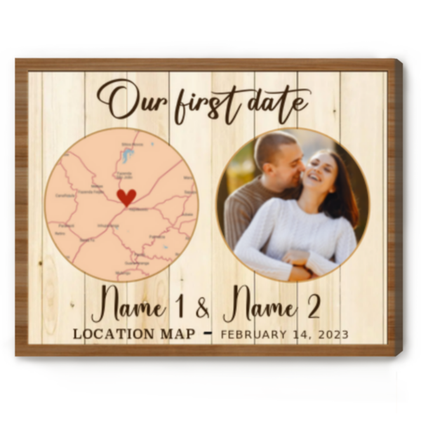 First Date Location Gift, First Date Map On Canvas, First Time Meet Memory, 1st Anniversary Gift Ideas – Best Personalized Gifts For Everyone