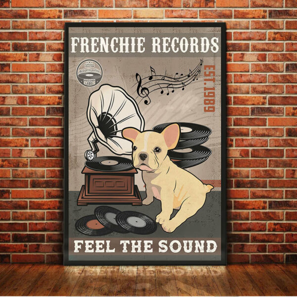 French Bulldog Record Company Canvas