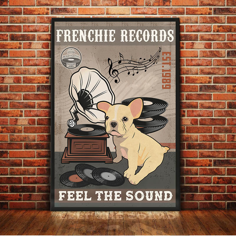 French Bulldog Record Company Canvas French Bulldog Record Company Canvas