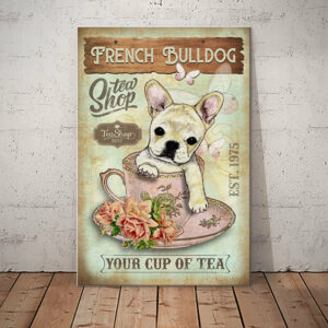 French Bulldog Tea Shop Canvas