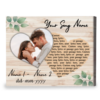 Heart Shape Song Lyrics With Photo Canvas, Wedding Song Lyrics Gift, 1st Year Anniversary Gift For Wife – Best Personalized Gifts For Everyone