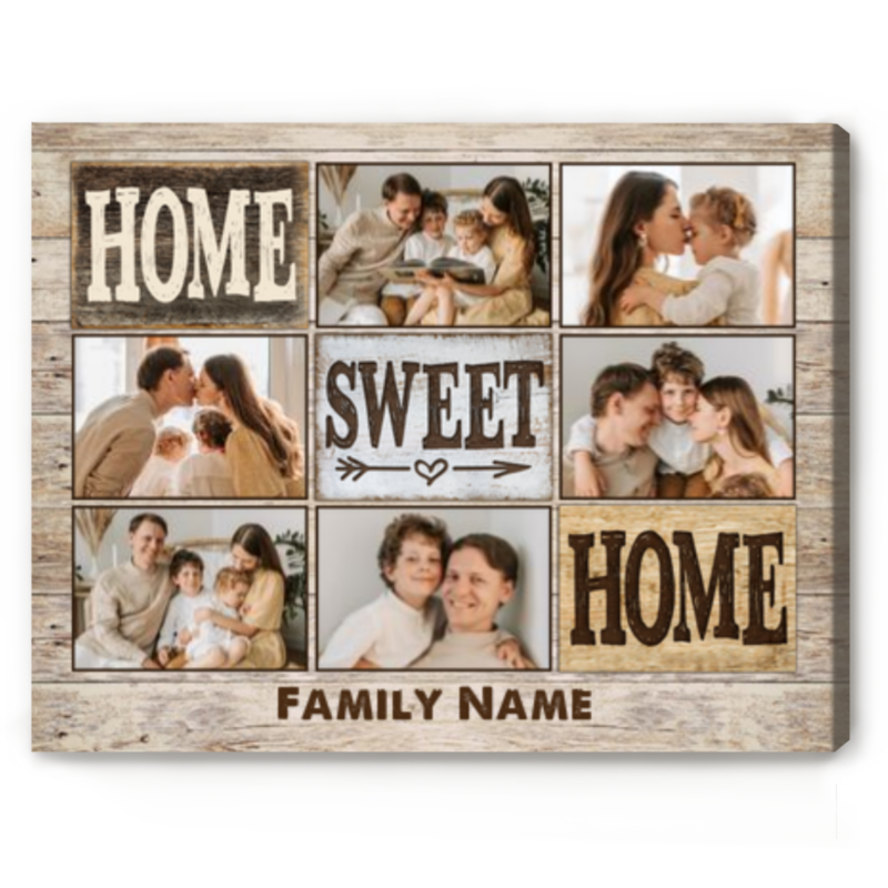 Home Sweet Home Family Photo Personalized Canvas, Put Family Pictures On Canvas, Custom Housewarming Gifts - Best Personalized Gifts For Everyone Home Sweet Home Family Photo Personalized Canvas, Put Family Pictures On Canvas, Custom Housewarming Gifts - Best Personalized Gifts For Everyone