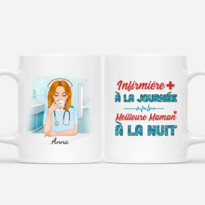 Infirmiere A La Journee, Meilleure Maman A La Nuit – Cadeau Personnalise  Mug pour Femme
