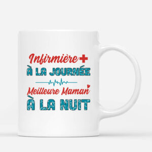Infirmiere A La Journee Meilleure Maman A La Nuit Cadeau Personnalise Mug pour Femme 3
