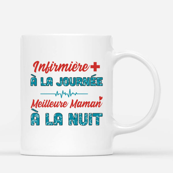 Infirmiere A La Journee, Meilleure Maman A La Nuit – Cadeau Personnalise  Mug pour Femme