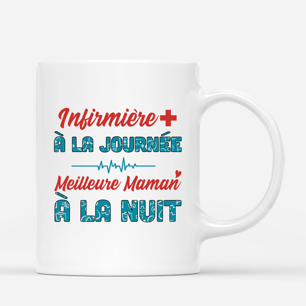 Infirmiere A La Journee, Meilleure Maman A La Nuit - Cadeau Personnalise Mug pour Femme Infirmiere A La Journee, Meilleure Maman A La Nuit - Cadeau Personnalise Mug pour Femme
