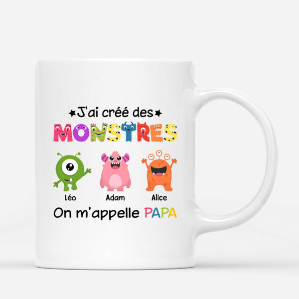 J_ai Cree des Monstres On M_appelle Papa – Cadeau Personanlise  Mug pour Papa Papi