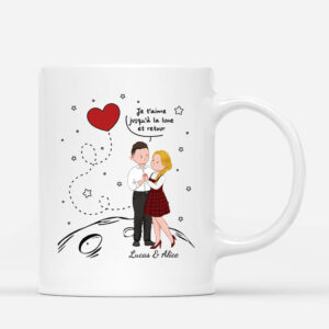 Je T_Aime Jusqu a La Lune Et Retour Saint Valentin – Cadeau Personnalise  Mug pour Couple