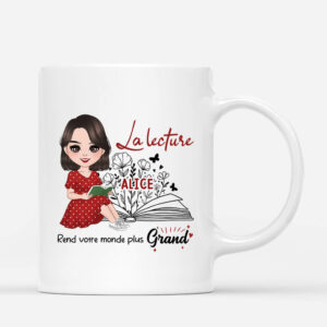 La Lecture Rend Votre Monde Plus Grand – Cadeau Personnalise  Mug pour Femme
