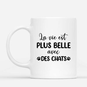 La Vie Est Plus Belle Cadeau Personnalise Mug pour Couples Amoureux des Chats Noel 3