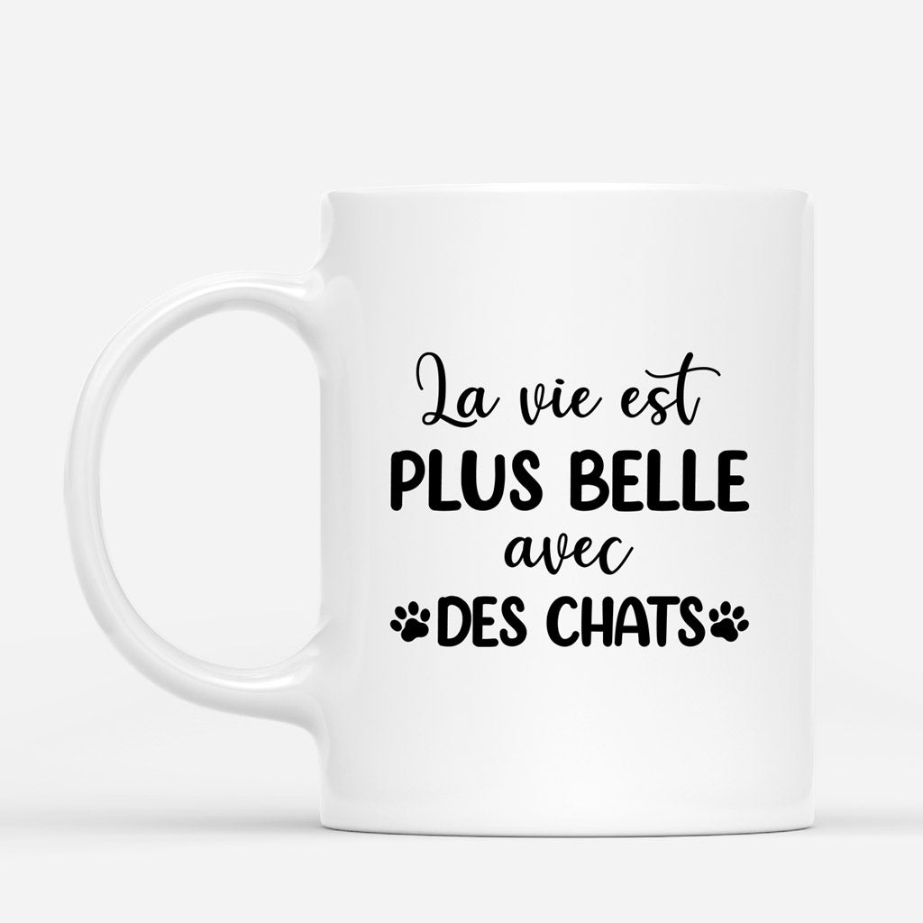 La Vie Est Plus Belle - Cadeau Personnalise Mug pour Couples Amoureux des Chats Noel La Vie Est Plus Belle - Cadeau Personnalise Mug pour Couples Amoureux des Chats Noel