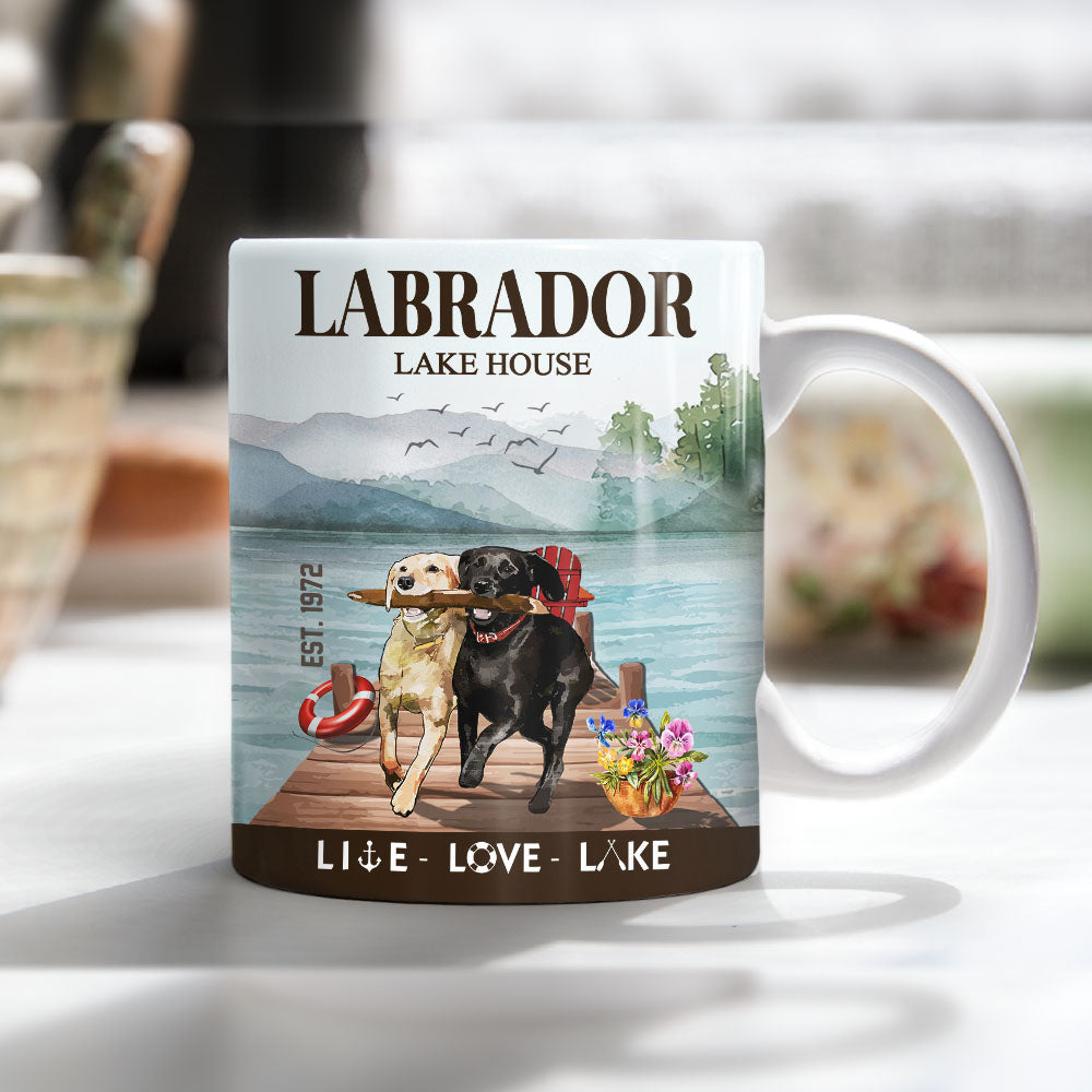 Labrador Retriever Dog Lake House Mug Labrador Retriever Dog Lake House Mug
