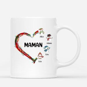 Le Cœur De Maman Mamie – Cadeau Personnalise  Mug pour Maman Mamie Noel