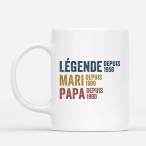 Legende Mari Papa Papy Depuis Avec Coeurs – Cadeau Personnalise  Mug pour Homme