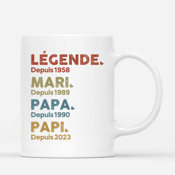 Legende Mari Papa Papy Depuis – Cadeau Personnalise  Mug pour Homme