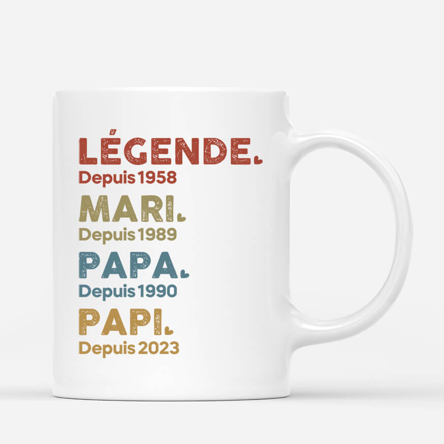 Legende Mari Papa Papy Depuis - Cadeau Personnalise Mug pour Homme Legende Mari Papa Papy Depuis - Cadeau Personnalise Mug pour Homme