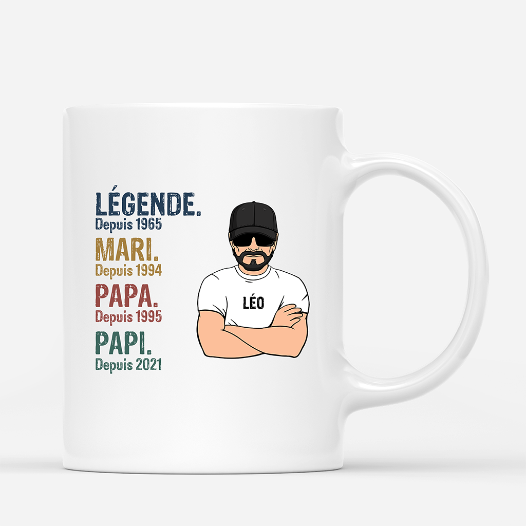 Legende, Vintage - Mug Cadeau Personnalise Pour Papi, Papa Legende, Vintage - Mug Cadeau Personnalise Pour Papi, Papa