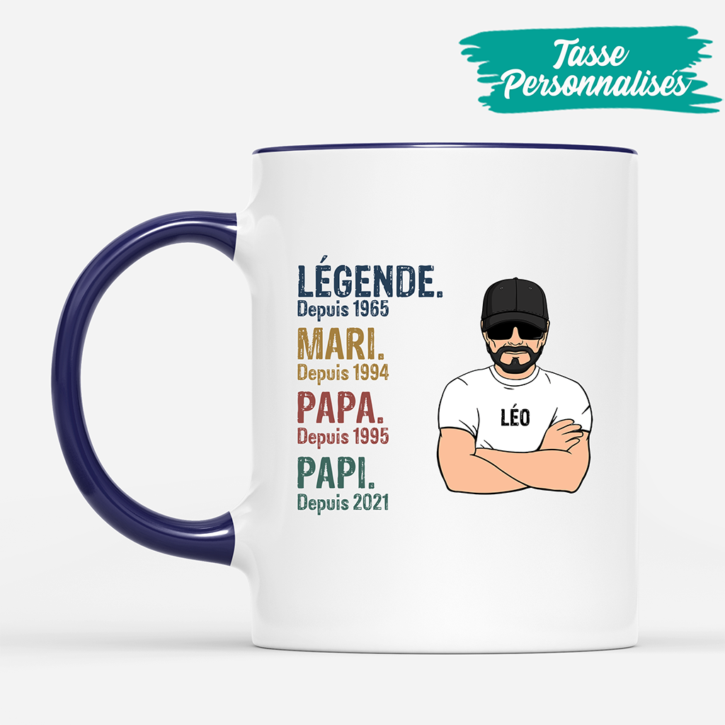 Legende, Vintage - Mug Cadeau Personnalise Pour Papi, Papa Legende, Vintage - Mug Cadeau Personnalise Pour Papi, Papa